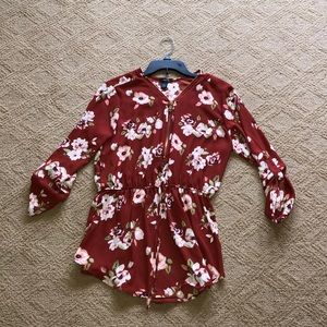 Zip up floral blouses